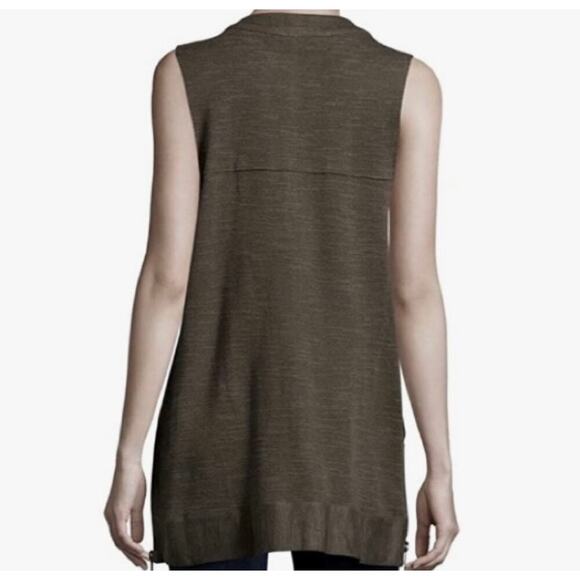 Free People Slub Highway Knit Zip-Up Vest In Olive Green Size Small - Picture 2 of 9